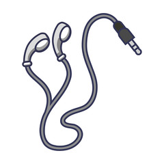 earphones plug multimedia music cable vector illustration