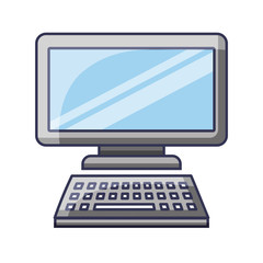 computer monitor with keyboard technology gadget template vector illustration