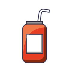 energy drink can with straw concept vector illustration