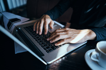 laptop, hands, close-up