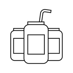 beverages in energy drink cans with straw vector illustration