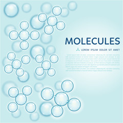 Abstract molecules design, gloss blue particles
