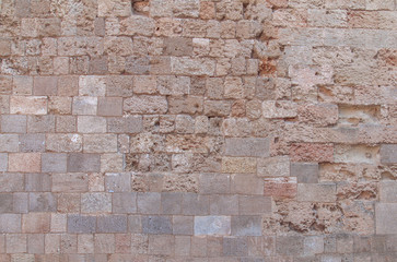 Pattern of red and yellow block from old architecture castle wall