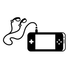 portable video game console with earphones for fun gadget vector illustration