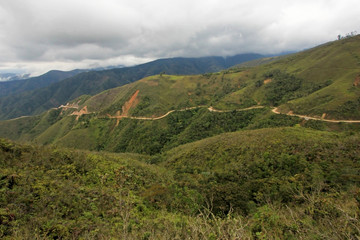 Fototapeta na wymiar Typical mountain road in the colombian andes near San Gil, Colombia, South America