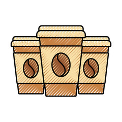 set of three paper coffee cup beverage refreshment vector illustration