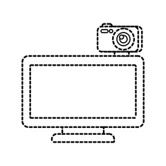 computer monitor with camera web gadget vector illustration