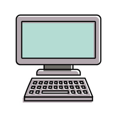 computer monitor with keyboard technology gadget template vector illustration