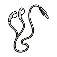 earphones plug multimedia music cable vector illustration