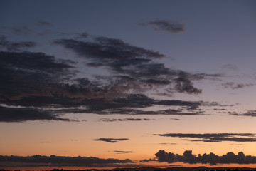 Partly cloudy real sunset