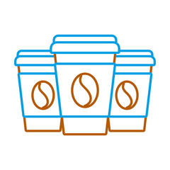set of three paper coffee cup beverage refreshment vector illustration