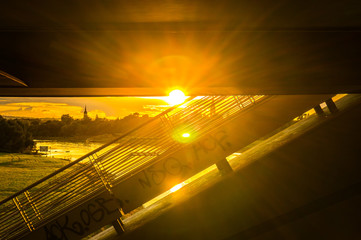Fototapeta na wymiar Dresden Germany sunset under the bridge