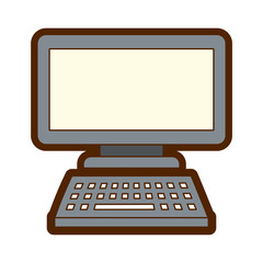 computer monitor with keyboard technology gadget template vector illustration