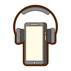 mobile phone and headphones gadget technology vector illustration