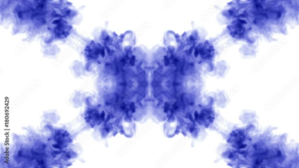 Poster abstract background of ink or smoke flows is kaleidoscope or rorschach inkblot test8. isolated on wh