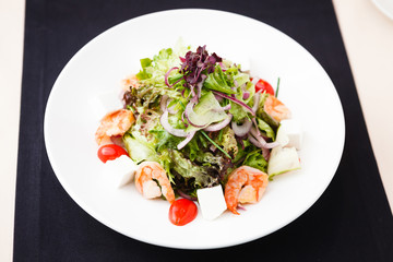 Greek salad with shrimp