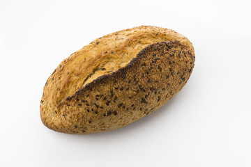 Golden Brown Sourdough Bread Isolated on White Background Shot in Studio From Directly Above