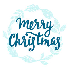 Merry Christmas greeting card. Hand lettering