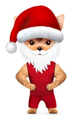 Funny Dog Santa with beard. Christmas concept