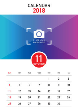 November 2018 desk calendar vector illustration