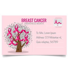 Breast Cancer Awareness Month background design. Breast cancer awareness pink ribbon. Vector Illustration