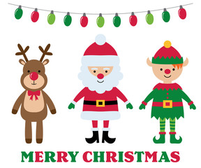 Christmas isolated cartoon characters, greeting card