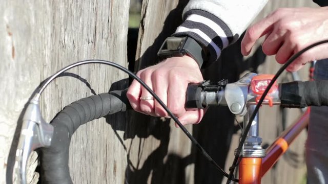 Cyclist works with a smart clock