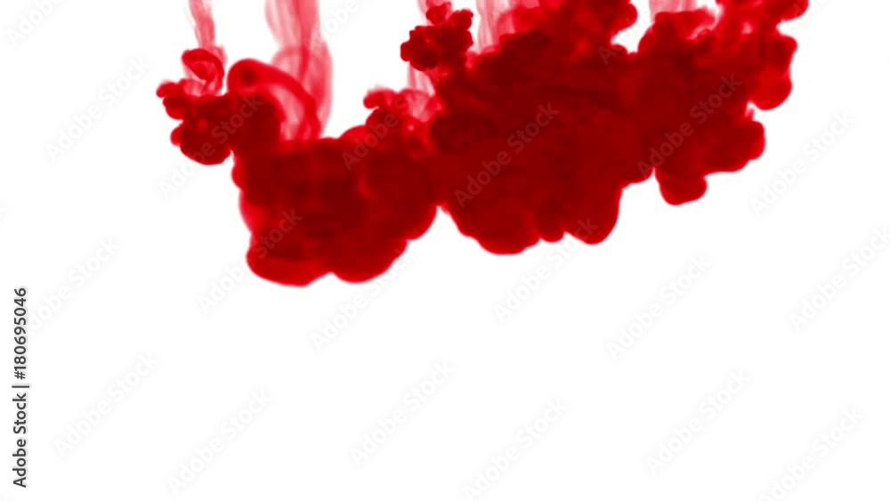 Poster red color clouds in water and move in slow motion. use for inky background or backdrop with smoke or