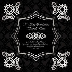 Invitation with frame and floral elements on vintage background