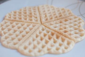 waffle on plate heart shaped