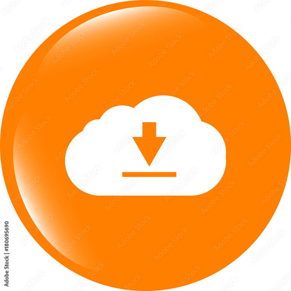 Poster abstract cloud icon. upload button. load symbol. round button