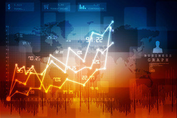 2d rendering Stock market online business concept. business Graph 