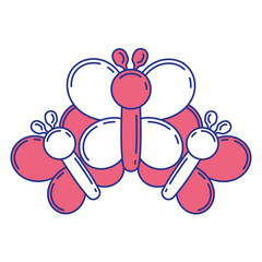 balloons shaped three butterfly decoration festival vector illustration