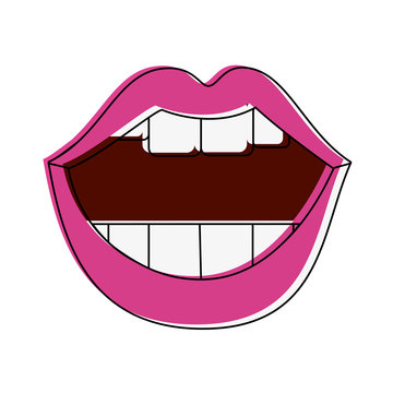 Mouth with tongue pop art icon vector illustration graphic design