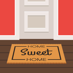 Sweet home doormat and door