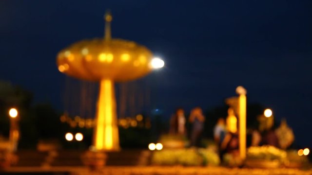 blurred golden Bodhi tree statue in the royal floral ,chiangmai  Thailand