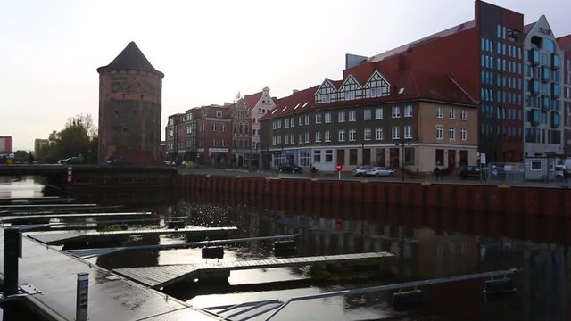 Light rain in the harbor of Gdansk