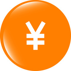 Yen JPY sign icon. web app button. shiny button