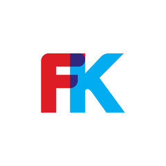 Initial letter FK, overlapping transparent uppercase logo, modern red blue color