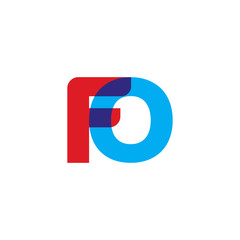 Initial letter FO, overlapping transparent uppercase logo, modern red blue color