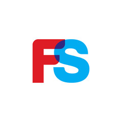 Initial letter FS, overlapping transparent uppercase logo, modern red blue color