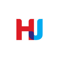 Initial letter HJ, overlapping transparent uppercase logo, modern red blue color