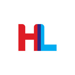 Fototapeta premium Initial letter HL, overlapping transparent uppercase logo, modern red blue color