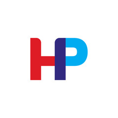 Initial letter HP, overlapping transparent uppercase logo, modern red blue color