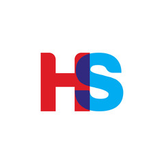 Initial letter HS, overlapping transparent uppercase logo, modern red blue color