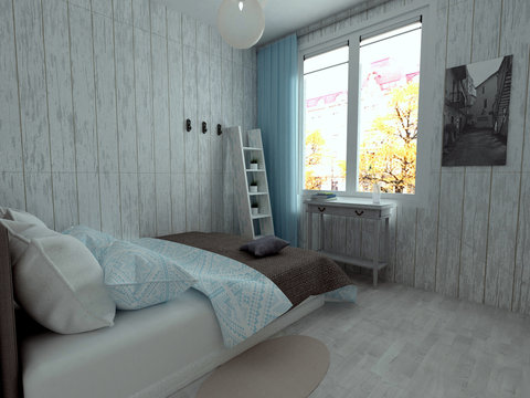 cozy small bedroom in vintage rustic style