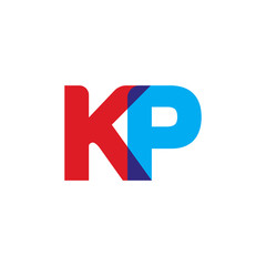 Initial letter KP, overlapping transparent uppercase logo, modern red blue color