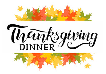 Vector illustration. Thanksgiving Dinner typography vector design for greeting cards and poster on a blurred background design template celebration.