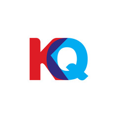 Initial letter KQ, overlapping transparent uppercase logo, modern red blue color