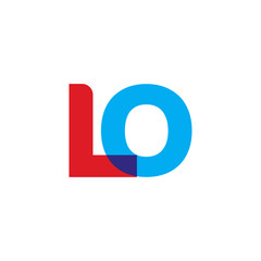 Initial letter LO, overlapping transparent uppercase logo, modern red blue color